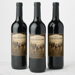 Etiqueta Para Botella De Vino Retrato de Foxhound – Noble Perro de Caza