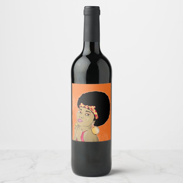 Etiqueta Para Botella De Vino Retrato de mujer afroamericana (Anverso)