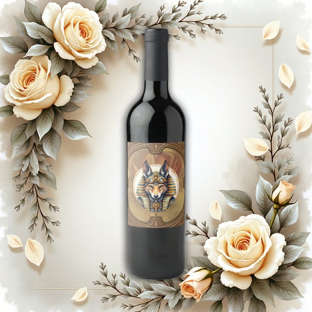 Etiqueta Para Botella De Vino Retrato de Steampunk Anubis Fox (Subido por el creador)