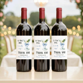 Etiqueta Para Botella De Vino Retro A Tini Un Martini Lazo Azul Niño Baby Shower