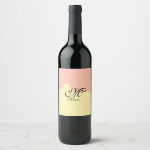 Etiqueta Para Botella De Vino Retro de color amarillo naranja añadir su monogram