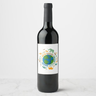 Etiqueta Para Botella De Vino Retro Groovy Salva Abejas Rescata Animales Recicla