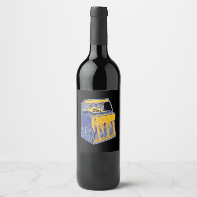Etiqueta Para Botella De Vino Retro Jukebox (Anverso)