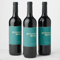Retro moderno | Etiqueta de vino Boda Verde azulad