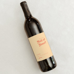 Etiqueta Para Botella De Vino Retro moderno   Naranja Cream Maid Of Honor Propue