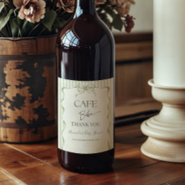 Etiqueta Para Botella De Vino Retro Neutral Bow Cafe Bebe Coffee Baby Shower
