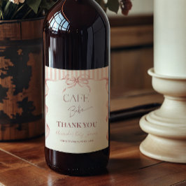 Etiqueta Para Botella De Vino Retro Pink Bow Cafe Bebe Girl Coffee Baby Shower