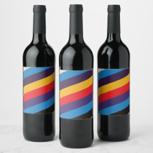 Etiqueta Para Botella De Vino retro rebotar la moda de los años 70 del arcoiris