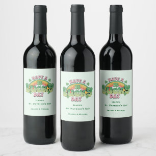 Etiqueta Para Botella De Vino Retro St. Patrick's Day, que tiene suerte