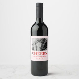Etiqueta Para Botella De Vino Retro Valentine Wedding Photo Red Pink