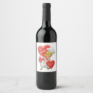 Etiqueta Para Botella De Vino Retro Vintage Valentine Chica Hi Sugar