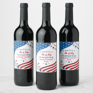 Etiqueta Para Botella De Vino Reunión de familia BBQ de verano 4 de julio Person