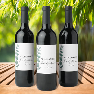 Etiqueta Para Botella De Vino Reunión de la Familia Eucalyptus Moderna y Elegant