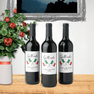 Etiqueta Para Botella De Vino Reunión Familiar de la Bandera Italiana