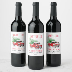 Etiqueta Para Botella De Vino Reunión familiar de vacaciones de Navidad