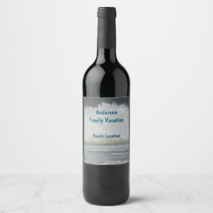 Etiqueta Para Botella De Vino Reunión Familiar en la Playa Vacaciones en el Mar