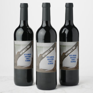 Etiqueta Para Botella De Vino Reunión Familiar Lago Vacaciones Rústica Casa de L