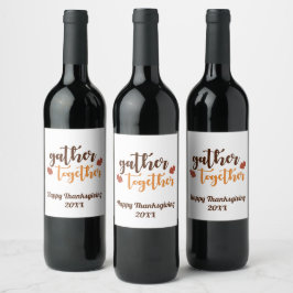 Etiqueta Para Botella De Vino Reunirse Día de Acción de Gracias Colores de Otoño