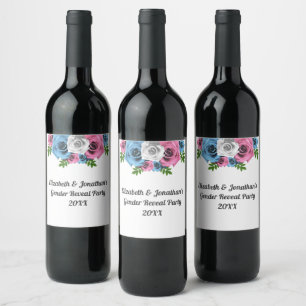 Etiqueta Para Botella De Vino Revelación de género de Rose Bouquet