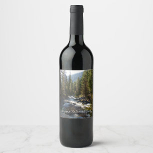 Etiqueta Para Botella De Vino Río Kaweah en el Parque Nacional Sequoia