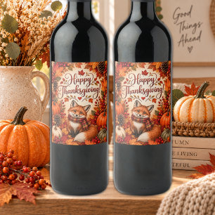 Etiqueta Para Botella De Vino Riqueza de la ilustración de Acción de Gracias del