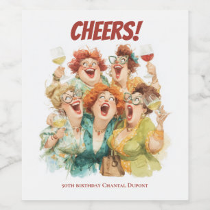 Etiqueta Para Botella De Vino Risas nocturnas de las damas