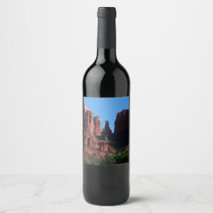 Etiqueta Para Botella De Vino Roca catedral en el Monumento a Sedona Arizona