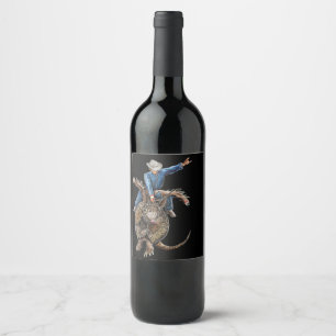 Etiqueta Para Botella De Vino Rodeo Bull Rider Armadillo Broncodillo