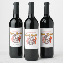 Etiqueta Para Botella De Vino Rodeo Retro Rosa Último Cowgirl Fiesta de Soltera