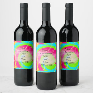 Etiqueta Para Botella De Vino Rojo naranja acuarela pintada a mano personalizada
