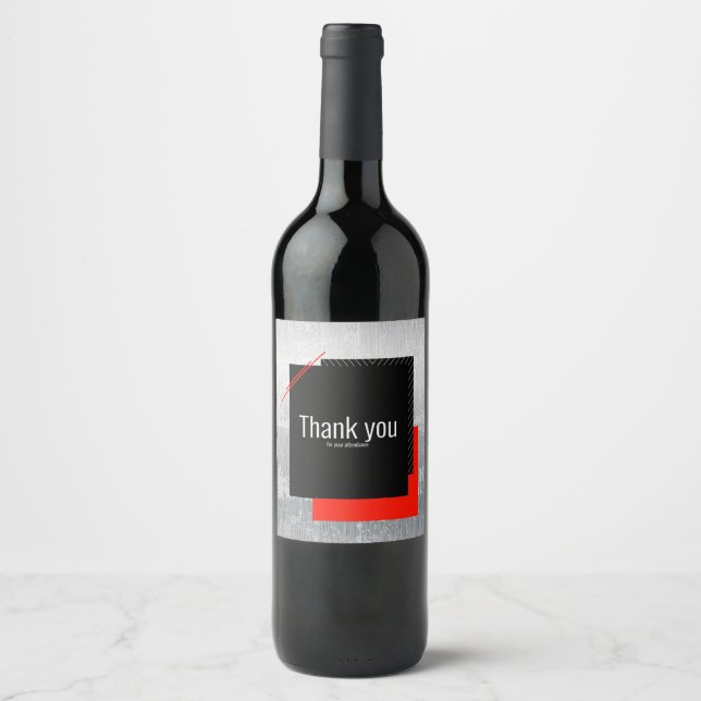 Etiqueta Para Botella De Vino Rojo, negro, gris (Anverso)