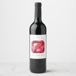 Etiqueta Para Botella De Vino Rojo Octagon con forma de Ruby Gemstone Julio Birt