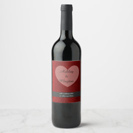 Etiqueta Para Botella De Vino Rojo Rubí Brillo Falso Con Corazón