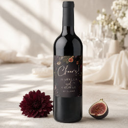 Etiqueta Para Botella De Vino Romance Botánico Oscuro con Raíces Malhumoradas Bo