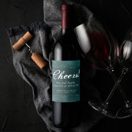 Etiqueta Para Botella De Vino Romance Verde azulado de medianoche | Satiny Grung