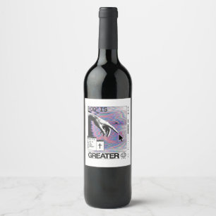 Etiqueta Para Botella De Vino Romanos 8:31 Cyberpunk Mano de Dios Arte Glitch