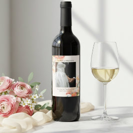 Etiqueta Para Botella De Vino Romantic Blush Painted Floral Wedding