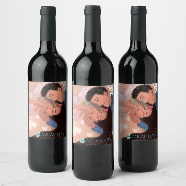 Etiqueta Para Botella De Vino Romántico (Botellas)