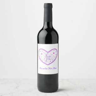 Etiqueta Para Botella De Vino Romántico amor Lavanda Corazón personalizado