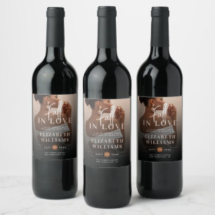 Etiqueta Para Botella De Vino Romántico Elegante Cae Enamorada Foto Ducha De Nov