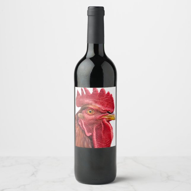 Etiqueta Para Botella De Vino Rooster Face (Anverso)