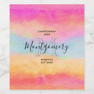 Etiqueta Para Botella De Vino Ropa de arcoiris rosa azul amarillo