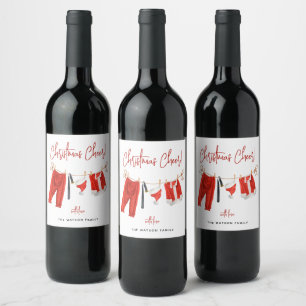 Etiqueta Para Botella De Vino Ropa de Navidad Alegre de Santa Personalizada