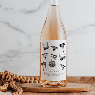 Etiqueta Para Botella De Vino Ropa Interior Moderna de Novia con Letra de Brocha