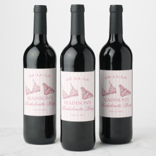 Etiqueta Para Botella De Vino Ropa Interior Rosa Pastel para la Fiesta de Desped