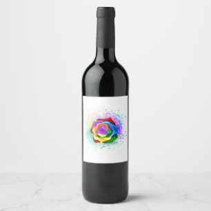 Etiqueta Para Botella De Vino Rosa arcoiris colorido