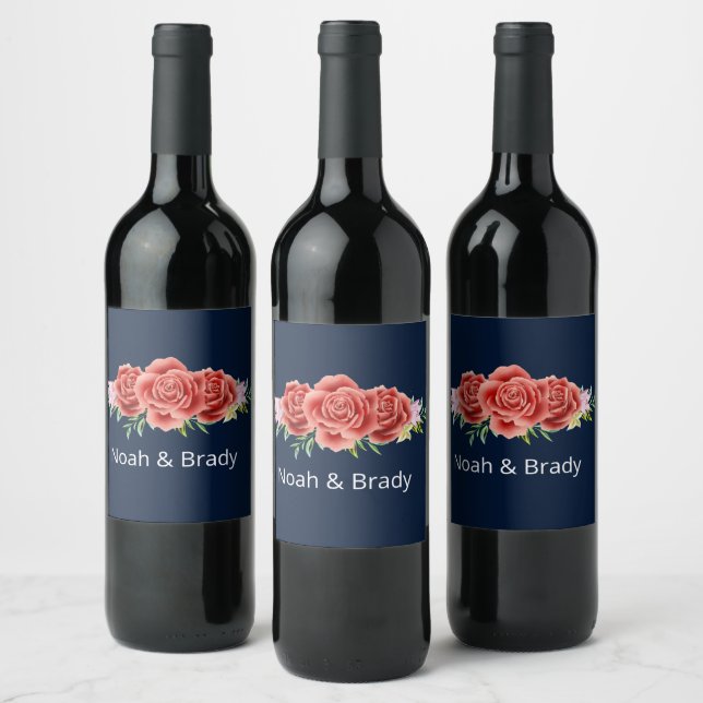 Etiqueta Para Botella De Vino Rosa Boda (Botellas)