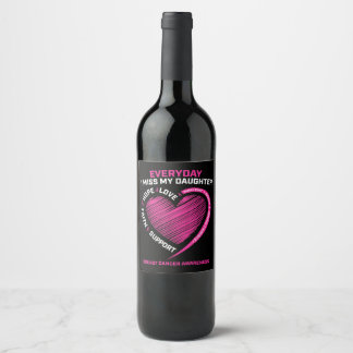 Etiqueta Para Botella De Vino Rosa Cute Amo Memoria Hija Cáncer De Mama Awa
