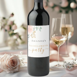 Etiqueta Para Botella De Vino rosa de oro floral eucalipto Bachelorette Party
