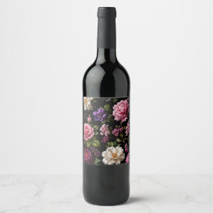 Etiqueta Para Botella De Vino Rosa de terciopelo negro